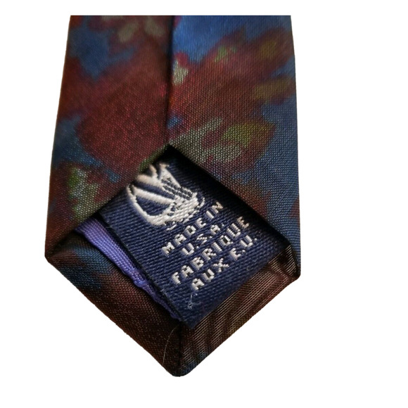 Nautica Tie Mens Dark Colors Floral Pattern 100% Silk Made in the USA Neckwear - Picture 5 of 7